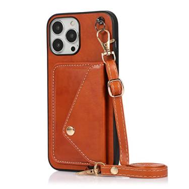 Imagem de Carteira porta cartão de crédito para iPhone 11 12 13 Pro Max 7 8 Cordão de Corrente Corda Cobertura Transversal, Laranja, Para iPhone 12 Mini