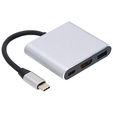 Imagem de Hub USB C, interface multimídia tipo C para HD 3 em 1, USB 3.0, adaptador tipo C, hub USB com velocidade de transmissão estável, estação de ancoragem tipo C tipo C para interface multimídia HD