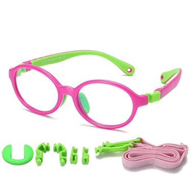 Imagem de DUCO Óculos com bloqueio de luz azul para crianças, meninos, meninas, jogos, computador, para crianças de 5 a 10 anos, K026, Armação vermelha rosa, têmpora verde, common