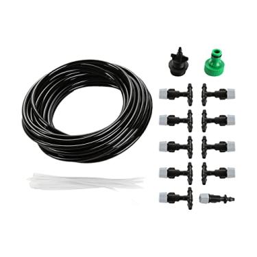 Imagem de Tingpai 10M/32,8FT Kit de irrigação por nebulização DIY com bicos de manguei Conectores rápidos Sistema de auto-irrigação Tubulação de distribuição pa plantas Estufa Pátio G mado Canteiros de flores