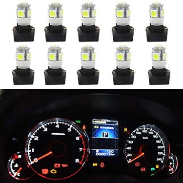 Imagem de WLJH T10 194 lâmpada de LED 168 lâmpada de LED brilhante painel medidor aglomerado painel de instrumentos conjunto de lâmpadas LED 10 lâmpadas de LED T10 com 10 soquetes de trava de torção PC194 - Branco