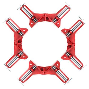 Imagem de Omninmo Braçadeira de ângulo reto de 90 graus, 4 peças, braçadeiras de canto fixas com moldura de mandíbulas ajustáveis, suporte de vidro, ferramenta manual multifuncional para faça você mesmo, madeira, prateleiras, soldagem, armários