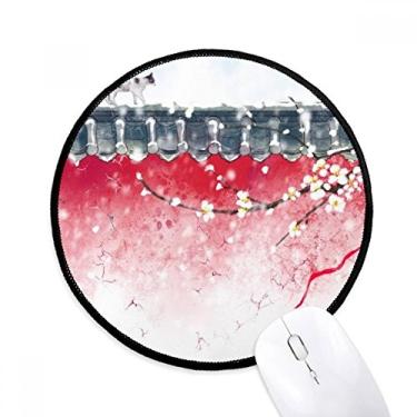 Imagem de Exploração para neve aquarela chinesa mouse pad desktop escritório tapete redondo para computador
