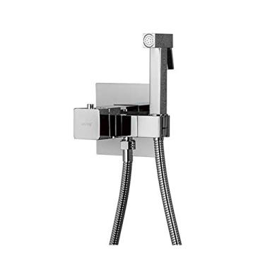 Imagem de NESHO Torneira de bidê termostática função de latão sólido cabeça de chuveiro de mão quadrada torneira guindaste interruptor de 90 graus misturador torneira bidê de chuveiro, cromado (cor: cromado)