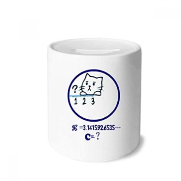 Imagem de DIYthinker Círculo de matemática com ilustração de gato caixa de dinheiro caixa de cerâmica porta-moedas presente de cofrinho