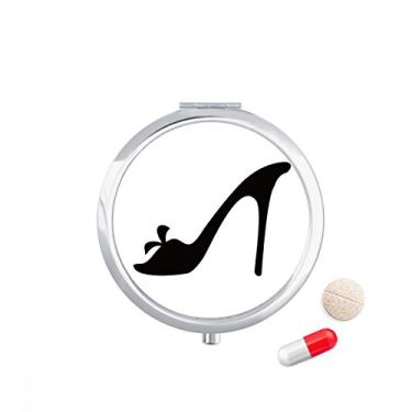 Imagem de Caixa de comprimidos de salto alto preto com estampa de flores e bolso para remédios