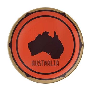 Imagem de Mapa da Austrália Prato de ilustração vermelho e preto decorativo de porcelana Salver Prato de jantar