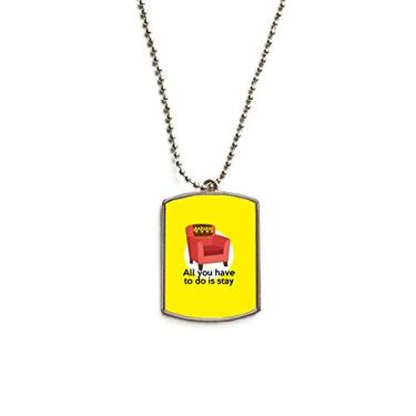 Imagem de DIYthinker Colar com pingente de placa de aço inoxidável inglês com letra emocional Stay