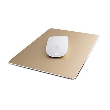 Imagem de VAYDEER Mouse Pad de Alumínio, Tapete Rígido, Superfície Ultra Fina, Dupla Face, À Prova D'água, Controle Rápido e Preciso para Jogos e Escritório, Small Gold