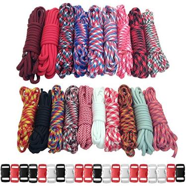 Imagem de PARACORD PLANET Kits de artesanato tipo III de 250 kg com fivelas, 50 m, vermelho grande