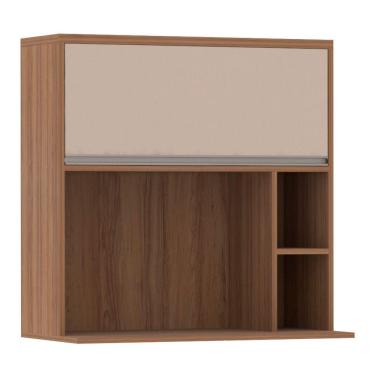 Imagem de Armário Aéreo 80 cm 1 Porta Basculante Nicho Micro Conjugado e Nicho Lateral Lari Luciane Móveis