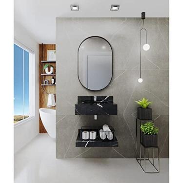 Imagem de Bancada em Porcelanato para Banheiro 60cm com Cuba Darabas Agardi Preto