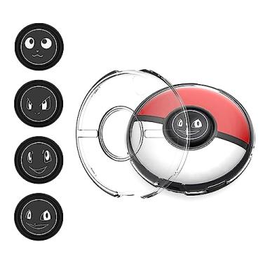 Imagem de NUHFUFA Capa protetora compatível com acessórios Pokemon GO Plus+, capa transparente de cristal antiqueda com 4 botões de humor e alça de mão