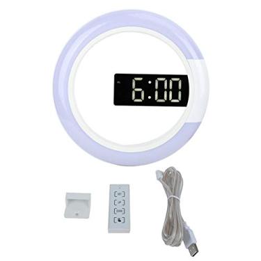 Imagem de Relógio de parede LED ZPSHYD, relógio digital LED, estilo moderno inovador, relógio de parede LED, decoração de casa com função de luz de temperatura de alarme (branco)