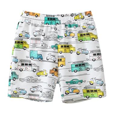 Imagem de Shorts xadrez para meninos grandes verão para meninos shorts de desenho animado estampa de carro shorts casual moda para shorts bebê, Cinza, 1-2T