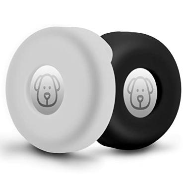 Imagem de Suporte de Airtag para coleira de cachorro, capa protetora CAISATEQ de silicone para Apple AirTag para coleira de cães de estimação de 2 a 3 cm, capa rastreadora de cães compatível com Apple AirTag