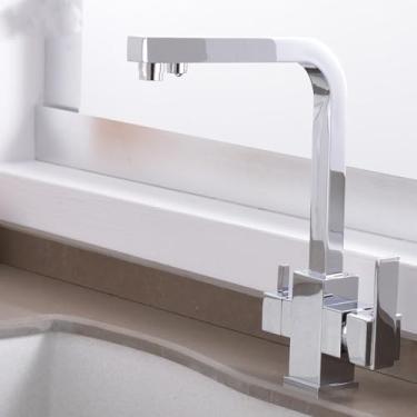 Imagem de Filtro torneira da cozinha de água potável fria e quente único furo cromo filtro pias cozinha deck montado torneira misturadora, 81048c, 1
