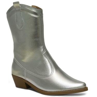 Imagem de Bota Infantil Menina Texana Feminina Nº 28 ao 37 Moda Atual Confortável Saltinho Country Bico Fino 09.25J (Prata, BR, Criança de 4 a 8 anos, Numérico, 29)