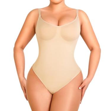 Imagem de IXF Body modelador feminino com controle de barriga, modelador sob o vestido, busto aberto, modelador para presente, Bege, Large