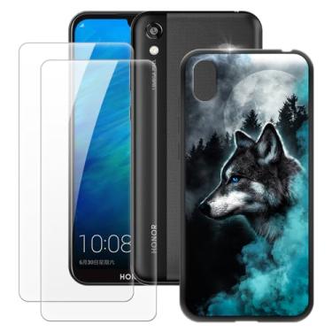 Imagem de MILEGOO Capa para Huawei Honor 8S + 2 peças protetoras de tela de vidro temperado, capa ultrafina de silicone TPU macio à prova de choque para Huawei Y5 2019 (5,7 polegadas)