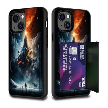 Imagem de FGDRFGRW Capa projetada para iPhone 15, porta-cartões de crédito, camada dupla, híbrida, à prova de choque, proteção contra quedas com suporte, capa para Apple iPhone 15, ficção científica Star Wars