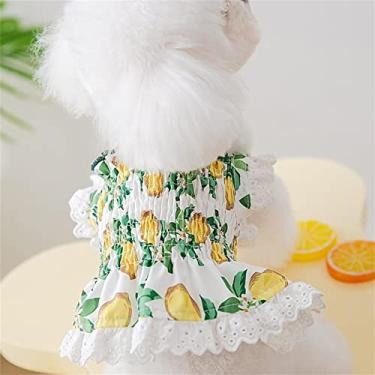 Imagem de Yeduzyn Lenom Vestido verde para cães/gatos, roupas para animais de estimação, colete fofo para cães, estampa de flores, respirável, camiseta para cachorro (pequeno 3-5 Ib)