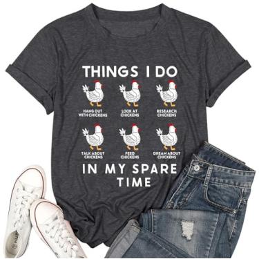 Imagem de Camiseta feminina divertida Chicken Mom Hen Chiken Farm humor mãe camiseta linda manga curta, Cinza-escuro, M