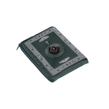 Imagem de Kellegour 1 tapete de oração de viagem com bússola, tapete de oração muçulmano, com bolsa de transporte tamanho bússola, tapete de oração de viagem muçulmano e bússola anexada, tapete de oração