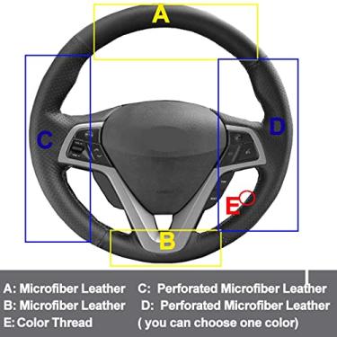 Imagem de MIVLA Cobertura de volante costurada à mão de couro, para Hyundai Veloster 2011 2013 2012 2014 2015 2016 2017 2018 Acessórios do carro