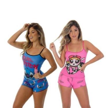 Imagem de Kit 2 Pijama Short Doll Personagem Frishop Adulto-Feminino