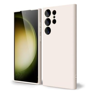 Imagem de oakxco Capa de telefone para Samsung Galaxy S23 Ultra silicone líquido, capa de gel lisa de TPU de borracha macia e fina para mulheres e meninas, design estético, proteção sólida fosca e à prova de choque, pedra bege