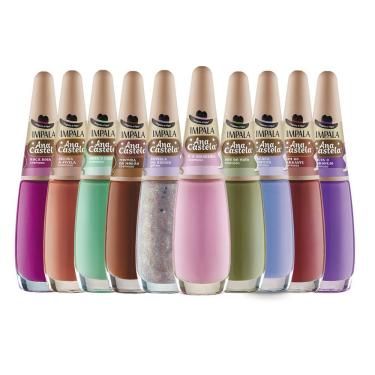 Imagem de  Kit Esmaltes Ana Castela 7,5ml 6Und Brilho intenso Pincel Flat Impala