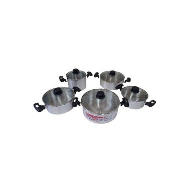 Imagem de Conjunto De Panelas Grossas Jateadas E Tampas De Vidro 5 Pçs