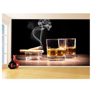 Imagem de Papel De Parede 3D Bebidas Whisky Charutos 3,5M Al252