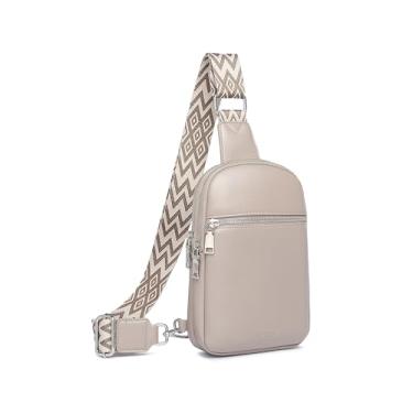 Imagem de DIOMO Bolsa tiracolo pequena antifurto para mulheres, bolsa tiracolo moderna, pochete de couro vegano para mulheres, bolsa de cinto de viagem, 1 zíper prateado cinza, 6.69 x 1.77 x 9.25 inches, Moda