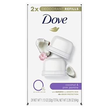 Imagem de Dove Kit de refil de desodorante recarregável para mulheres, coco e jasmim rosa, 0% alumínio, 32 g, 2 recargas