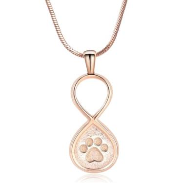 Imagem de VCCWYQK Colar de urna de animal de estimação Infinity Love para cinzas de cão/gato, urna de lembrança funerária, pingente, joia de cremação, Aço inoxidável, Sem Pedra Preciosa