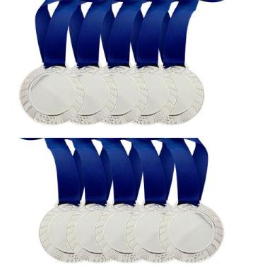 Imagem de Kit 90 Medalhas Centro Liso Personalizar Ouro Prata Bz 4,3cm - Crespar