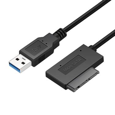 Imagem de Cabo adaptador USB CY USB 3.0 para Micro SATA 7+9 16 pinos 1,8" 90 graus ângulo disco rígido driver adaptador SSD 10 cm