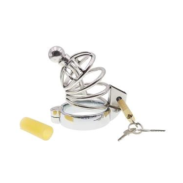 Imagem de Anel peniano de aço inoxidável, gaiola de castidade com cadeado, gaiola erótica para pênis, metal, brinquedo sexual de estimulação removível para(Short,45mm)