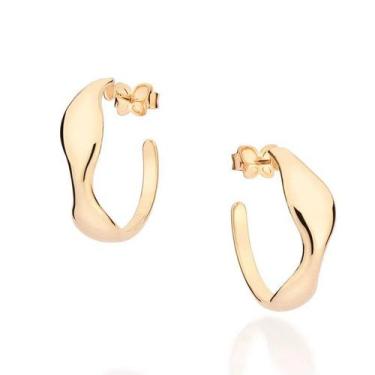 Imagem de Brincos banhado ouro 3x 24k 18k e 22k femininos meia argola rommanel o