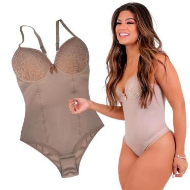Imagem de kit 2 cinta modeladora feminina body com bojo aro e renda alta compres