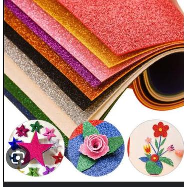 Imagem de 10 Folha de e.v.a glitter 40x48 - Tatames kids