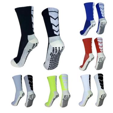 Imagem de Kit 3 Pares Meia Antiderrapante Grossa Resistente Futebol Esportiva Pr