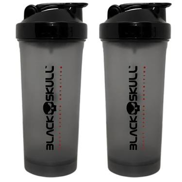 Imagem de 2x Coqueteleira Shakeira Garrafa Academia Black Skull 600ml - Kit 2X c