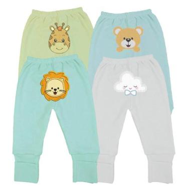 Imagem de Calça Mijão Bebê Liso Bumbum Bordado Vira Pé Suedine Enxoval - Koala B