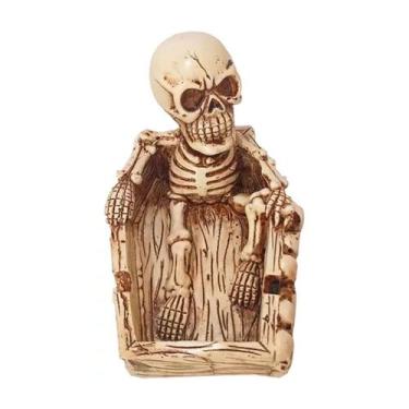 Imagem de Cinzeiro Personalizado de Resina Modelo Caveira Caixão Decorativo Pres