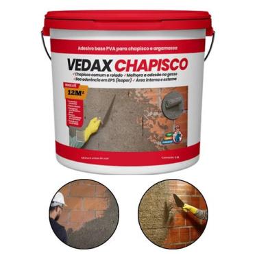 Imagem de Cola Adesivo Argamassa Chapisco Vedax 3,6 Reboco Tipo Bianco Plastific