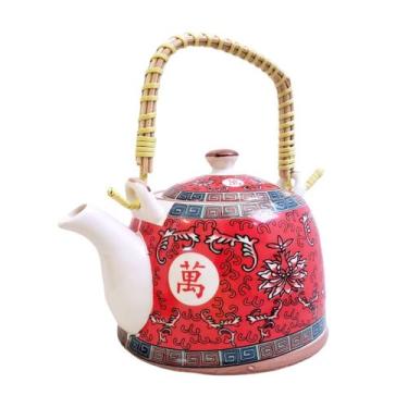 Imagem de Bule de Chá Oriental Grande Porcelana Infusor de Inox 900ml - MultiA, 