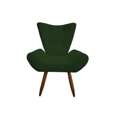 Imagem de Poltrona Decorativa Emilia Suede Verde Pés Madeira Ms Decor - Mansão D